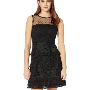 Lilly Pulitzer Kasee Dress Size 8 Onyx Loopy Black Lace Midi Holidays whimsical